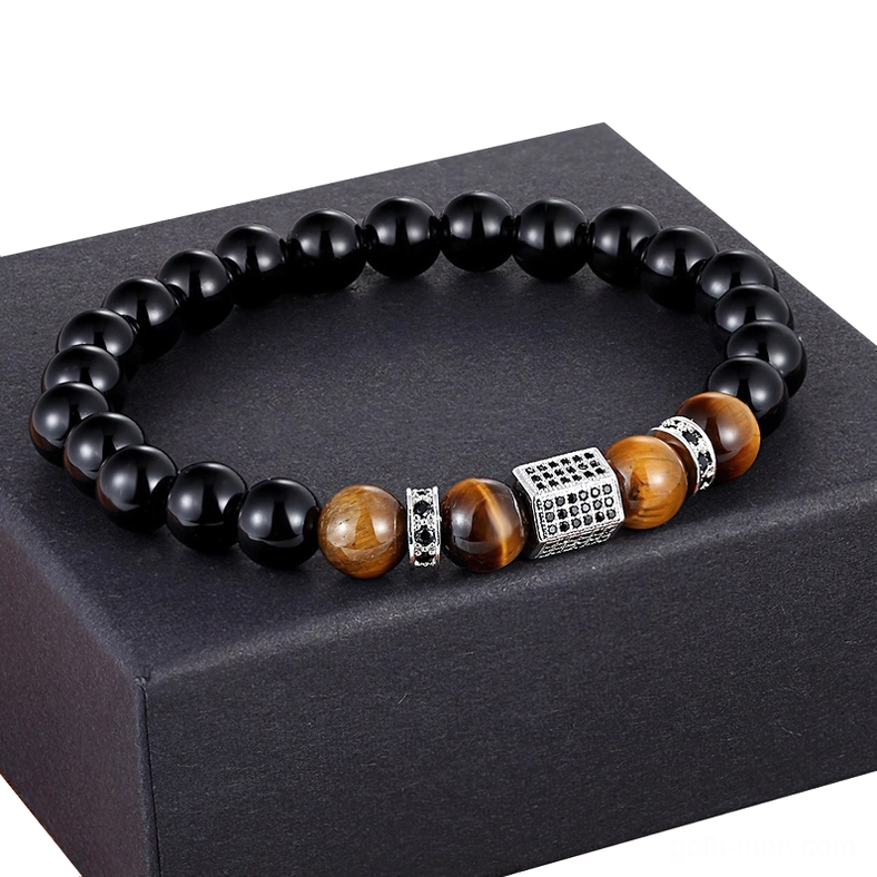 Steel gothic cubic zirconia beaded bracelet premium dark box presentation