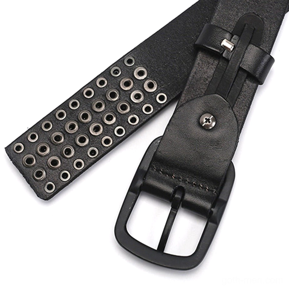 Gothic leather pin belt color variations showcasing different shade options for styling