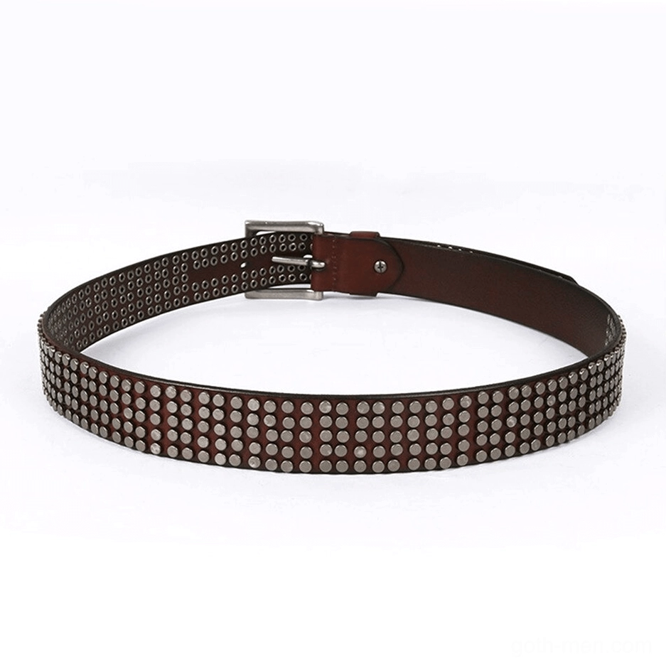 Studded leather belt showing rivet application and overall gothic aesthetic styling