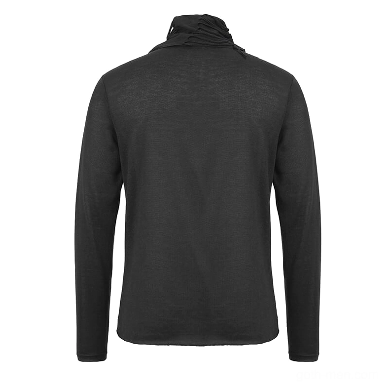 Black gothic sweatshirt back panel static display showing solid knit construction and draped collar