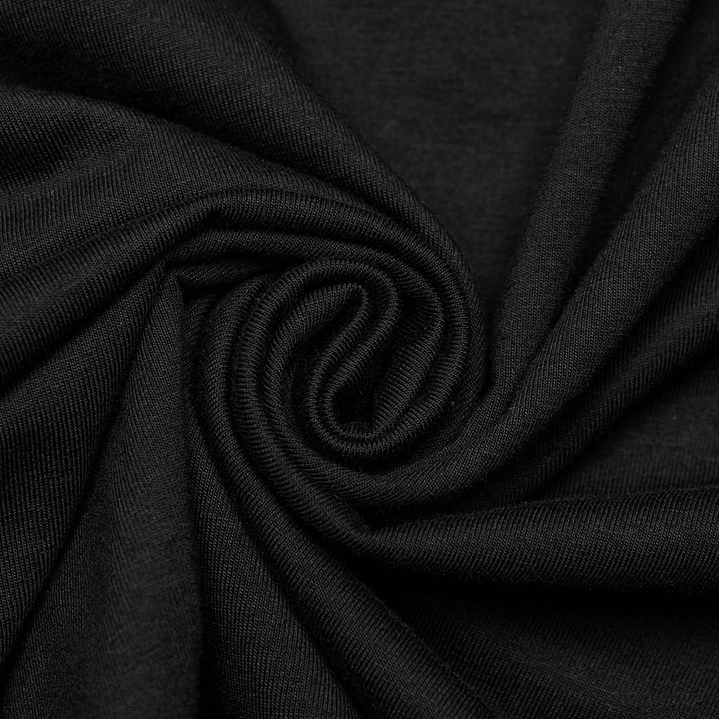 Gothic sweatshirt faux leather panel texture close-up showing stitched detail and rivet placement