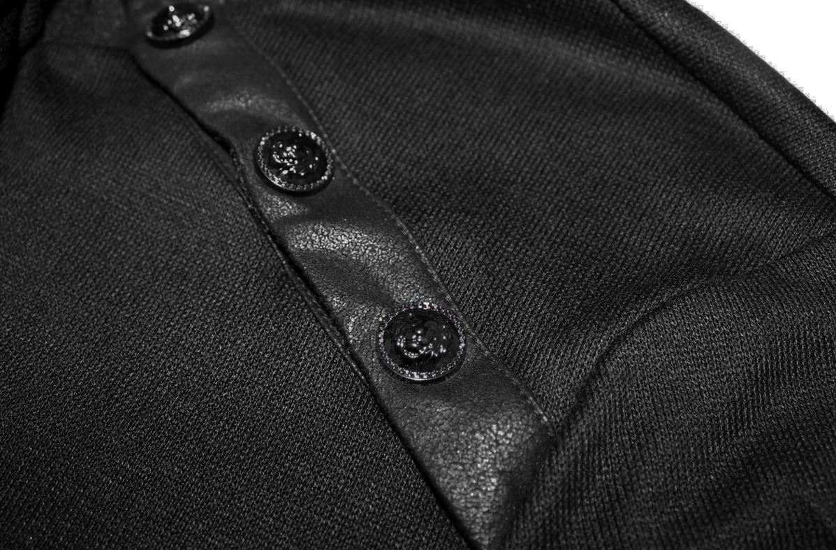 Black gothic sweatshirt sleeve and cuff detail showing knit texture and fitted construction