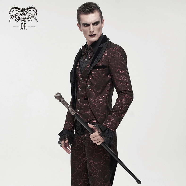 Gothic tailcoat waistcoat detail showing integrated design and formal suit construction