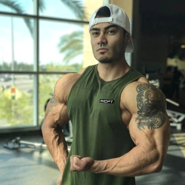 Black gothic sleeveless tank top styling options and color variations for men