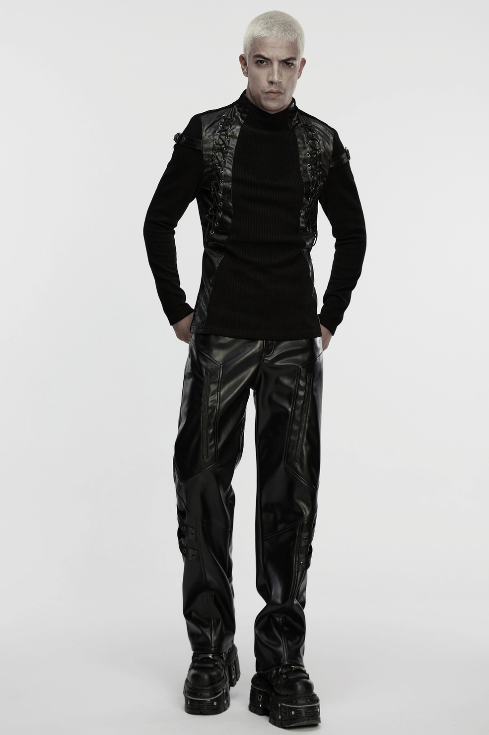 Alternative fashion gothic top styling and dimensional design elements