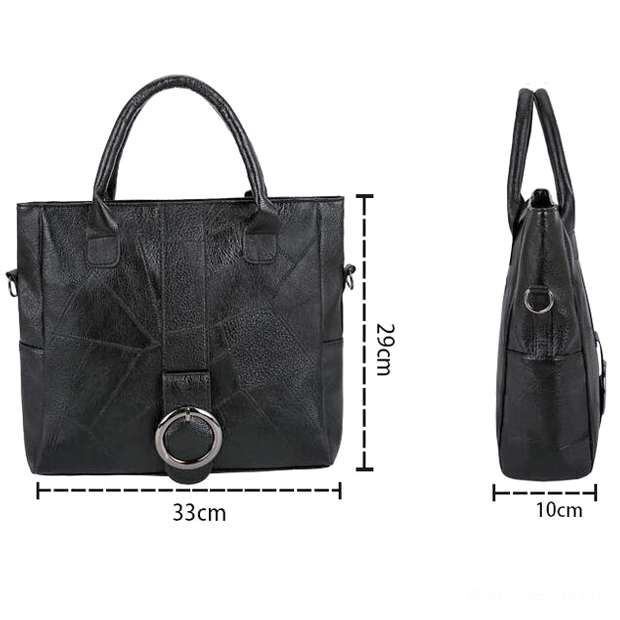 Gothic vintage PU leather tote bag dimensions 33x29x10cm - size demonstration with product measurements