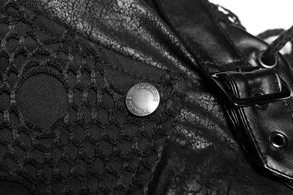 Gothic trench coat interior lining view showing polyester construction and quality finish