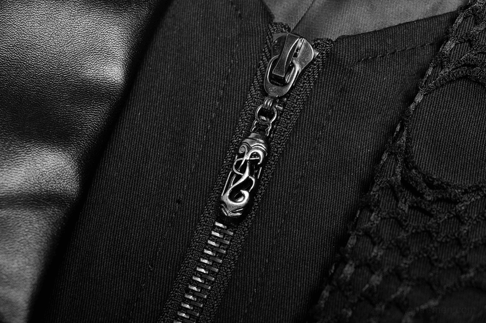 Gothic trench coat sleeve opening detail showing lace-up design and adjustable fit