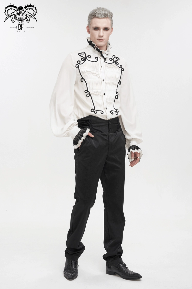 Gothic trousers leg opening and hem detail showing structured straight leg finish