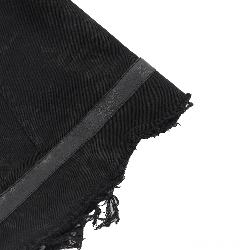 Gothic zipper vest complete rear view showing distressed fraying and construction