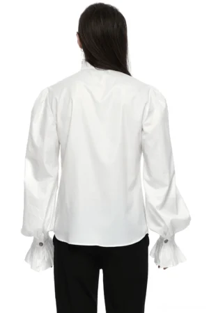 Gothic Victorian bubble sleeve shirt back view, showing minimalist back design and voluminous sleeves