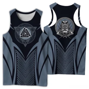 Viking Norse mythology men's sleeveless tank top with crossed axes warrior back print design