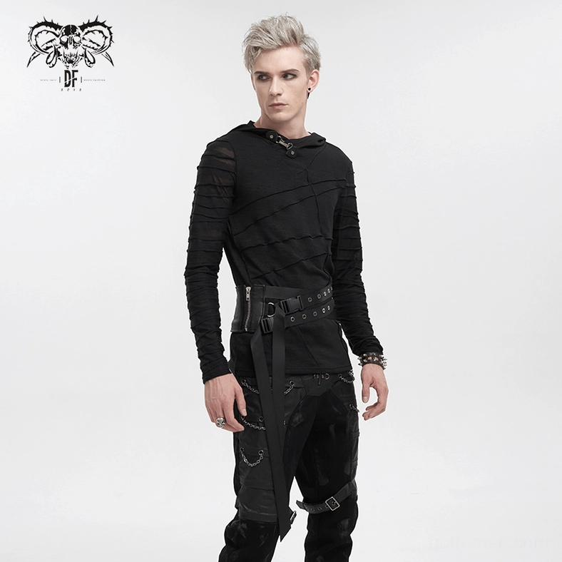 Alternative angle of black gothic waist belt showing adjustable corset-style construction and punk aesthetic