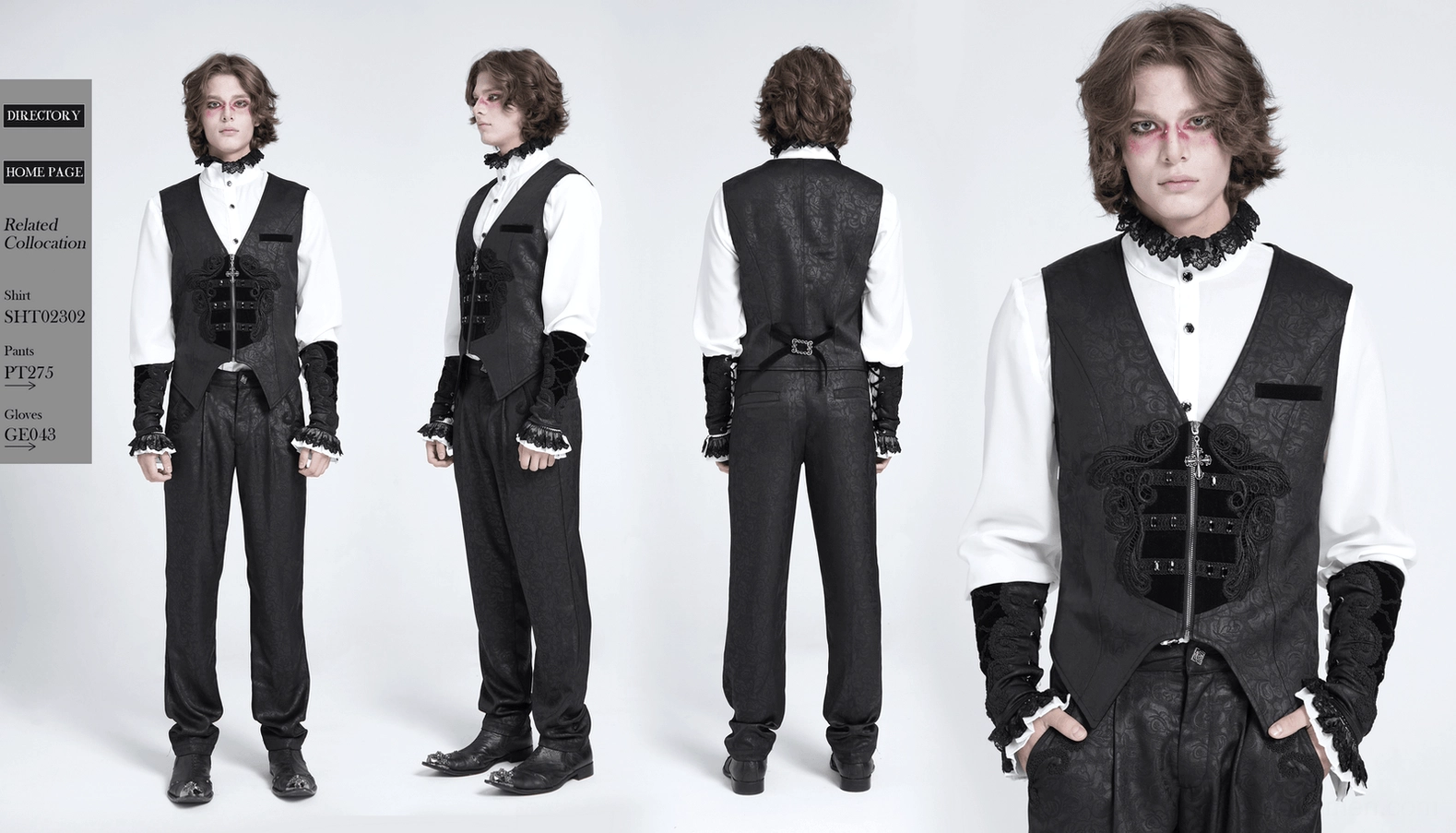 Black gothic waistcoat complete ensemble showing color accuracy and overall silhouette
