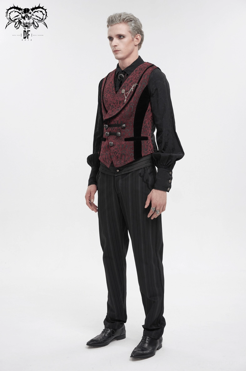 Gothic waistcoat double-breasted metal button fastening system with damask pattern jacket detail