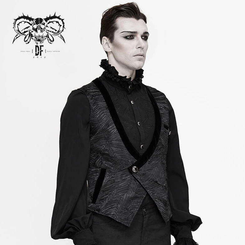 Gothic waistcoat detail showing construction quality, seams, and tailored precision
