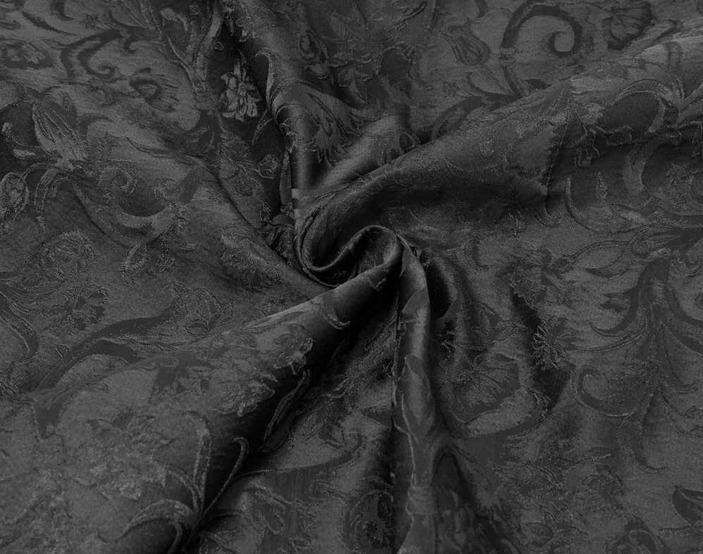 Black gothic jacquard waistcoat flat lay styling shot showing overall silhouette and design aesthetic