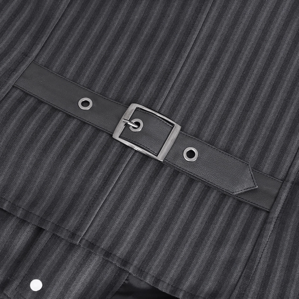 Black gothic waistcoat inner tag and interior construction quality detail