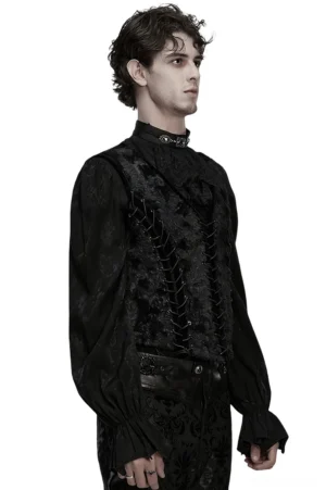 Gothic gentleman's waistcoat side profile worn with formal black pants