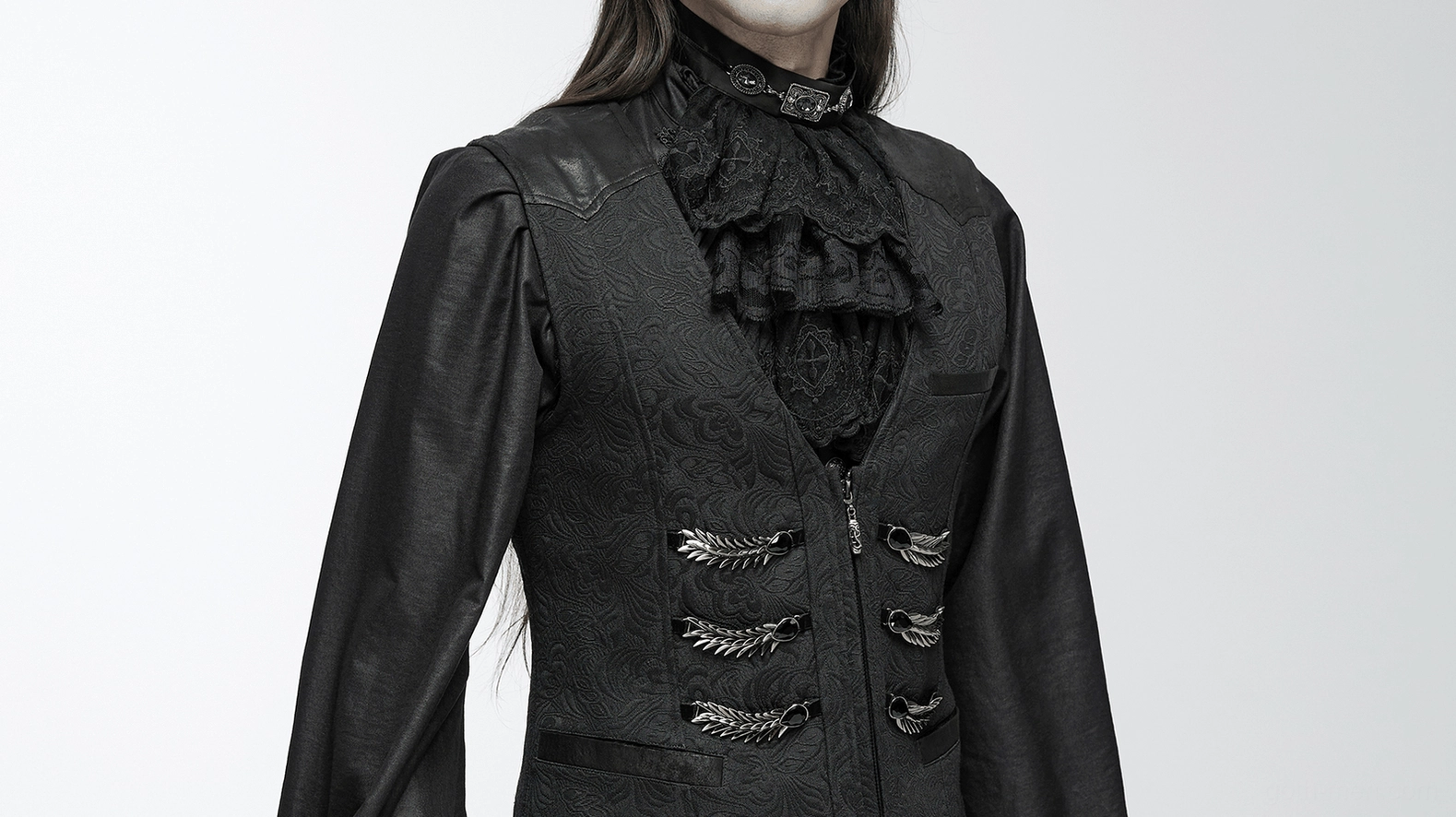 Black gothic waistcoat size and measurement reference guide for proper fitting and body dimension comparison