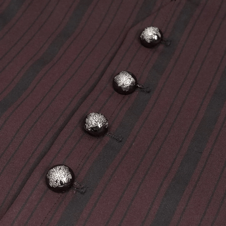 Alternative angle of gothic waistcoat featuring stripe pattern and structural design elements