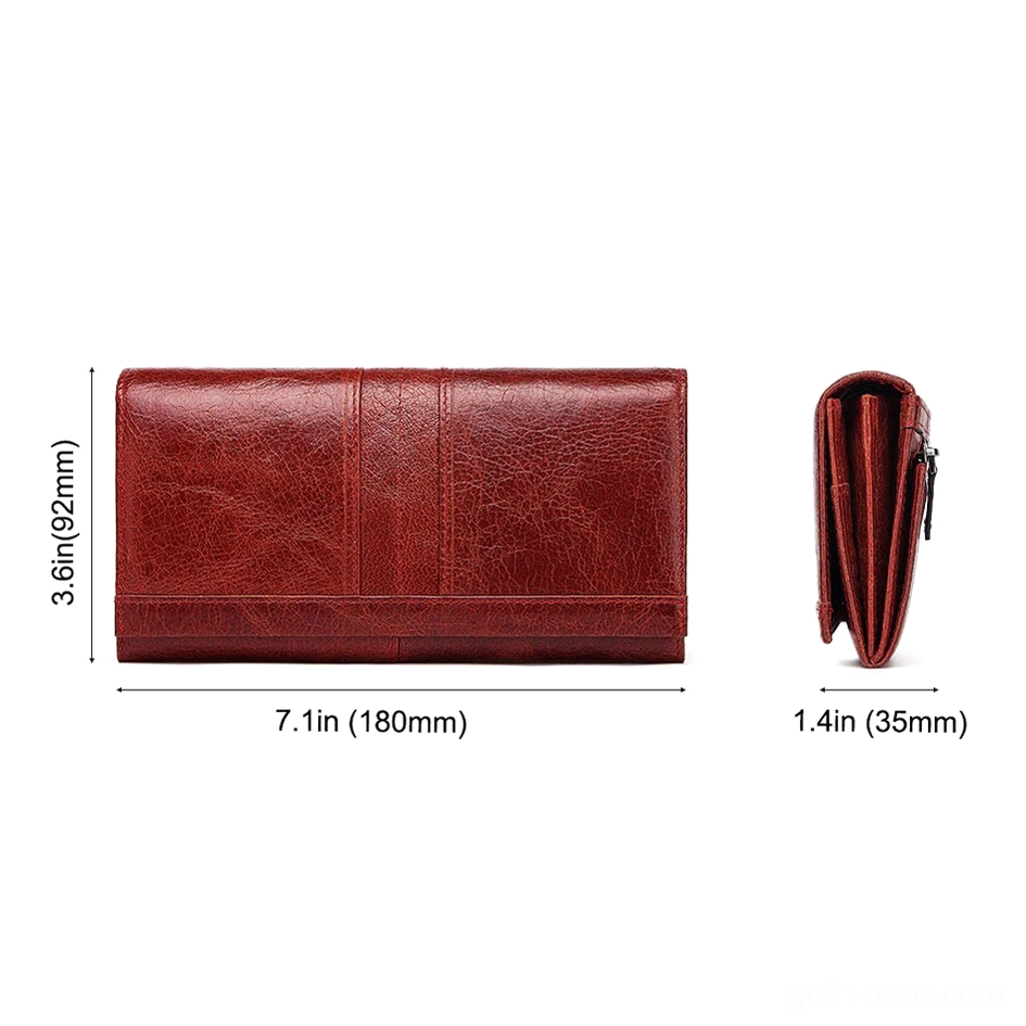 Gothic long wallet clutch showing multiple leather pockets including photo holder and interior zipper pocket for complete organization