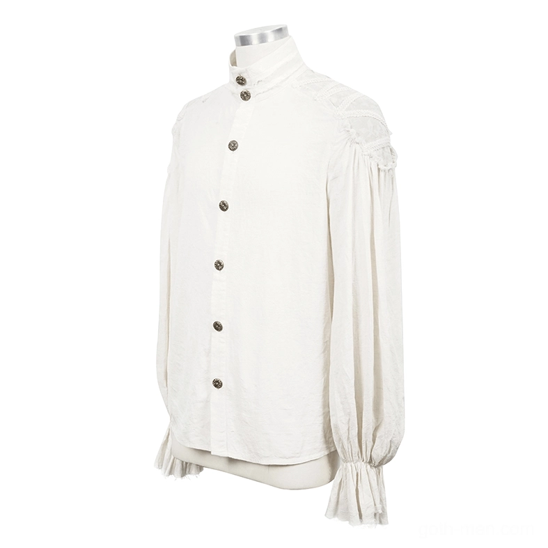 White gothic shirt mannequin view showing clean silhouette and fitted construction