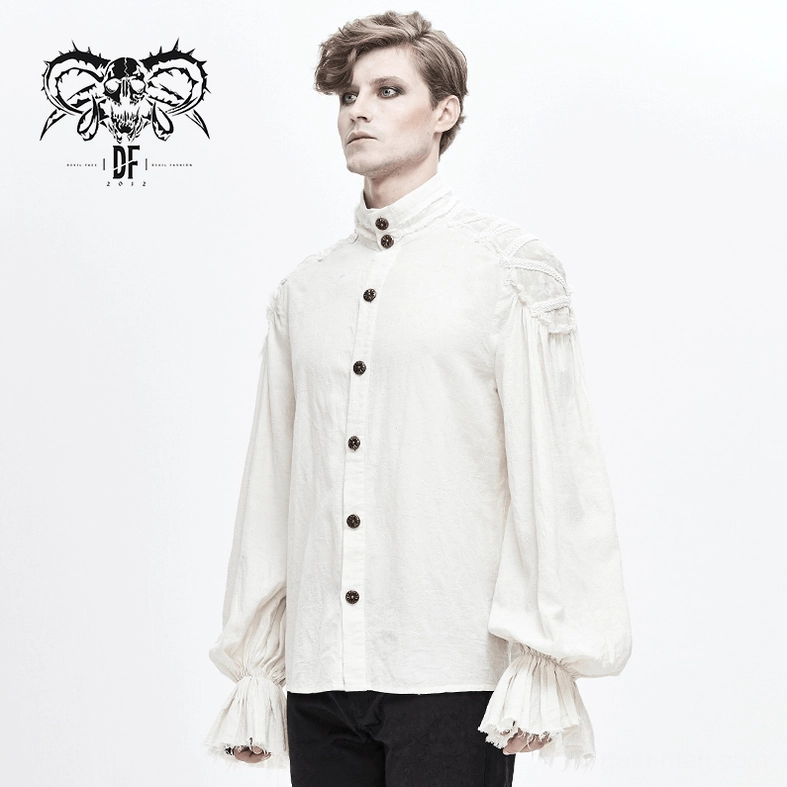 White gothic shirt layered styling showing architectural silhouette potential