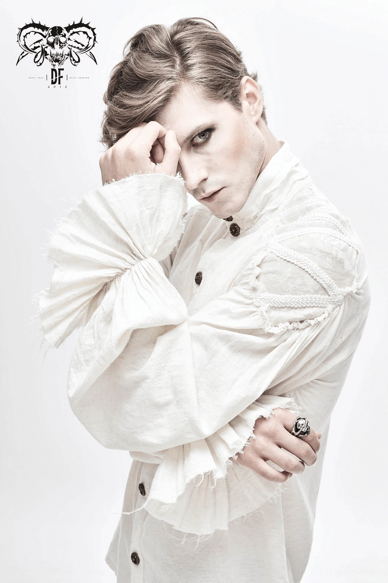 Gothic white shirt styled with accessories showing versatile alternative fashion pairing
