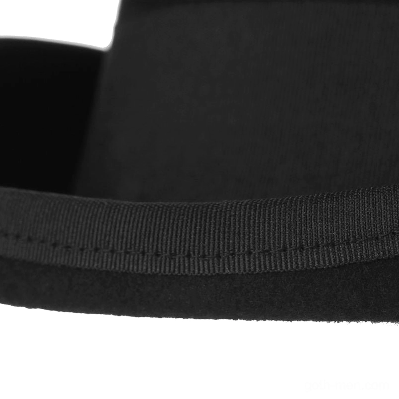 Gothic wool top hat product showcase multiple angles demonstrating cylindrical silhouette and craft quality