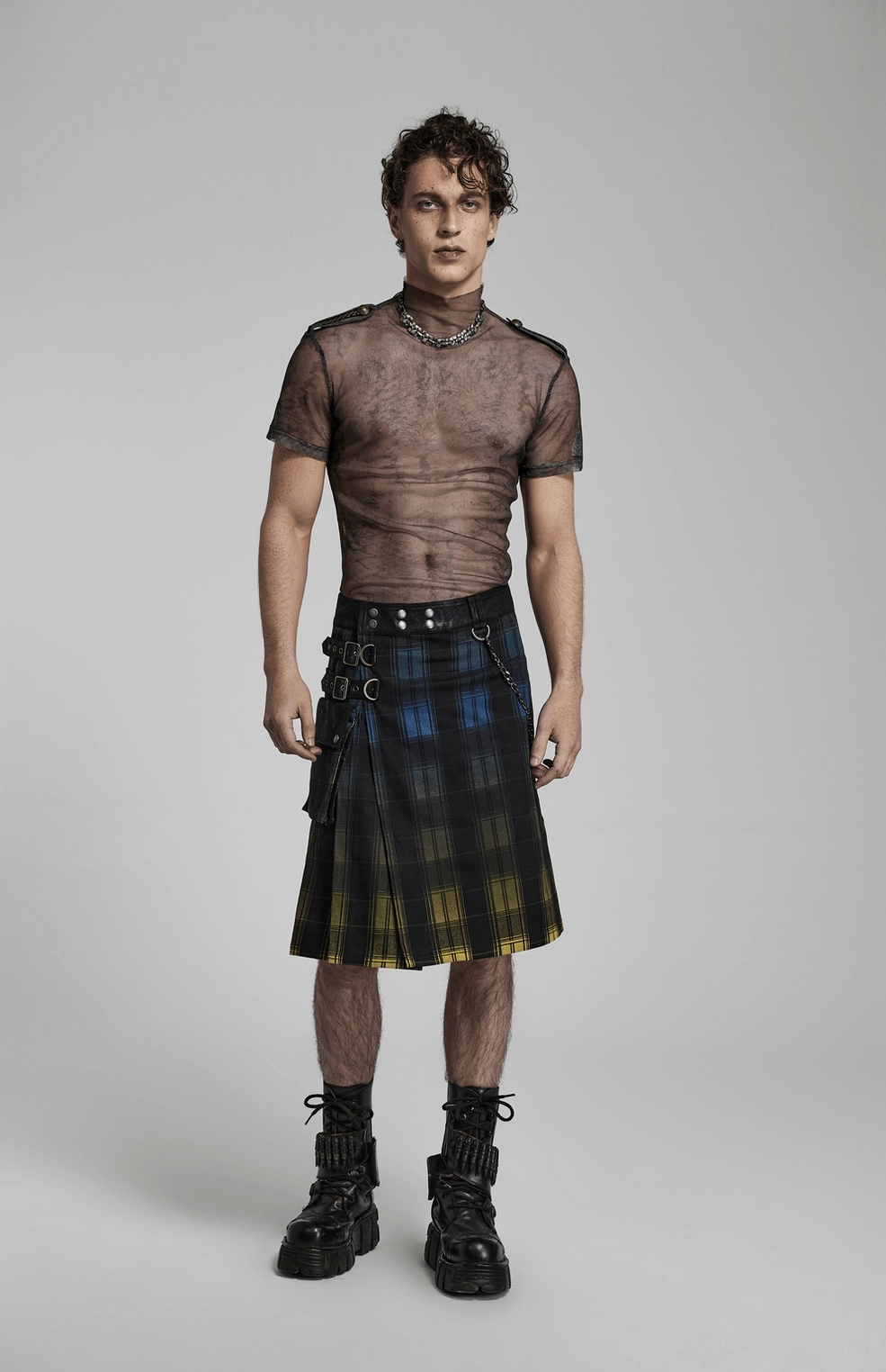 Dark gradient tartan kilt alternative fashion subculture styling inspiration