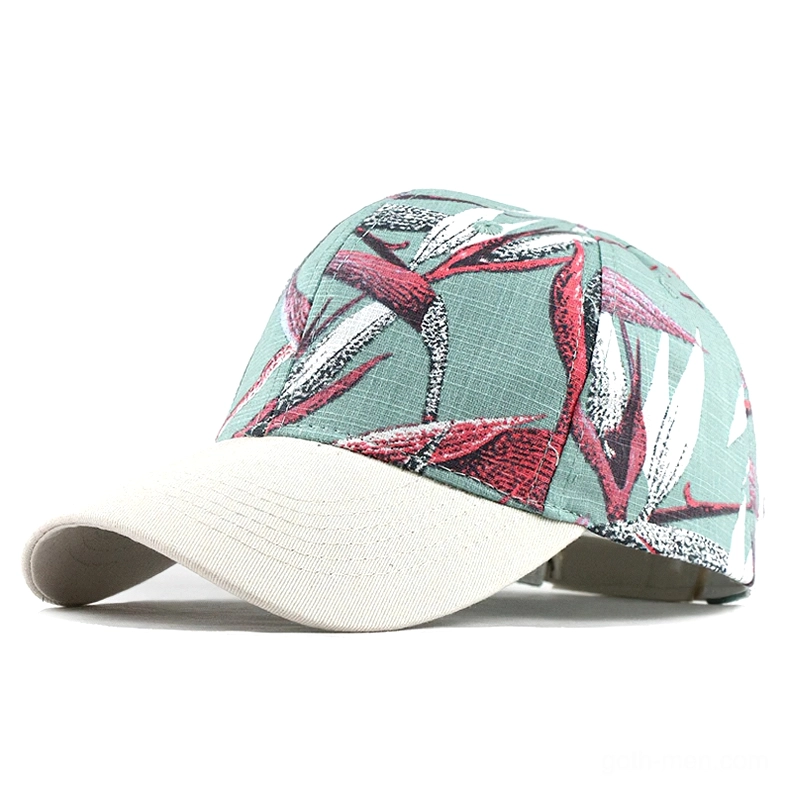 Teal Green Gothic Cap with Red Bird-of-Paradise Floral Print - Dark Botanical