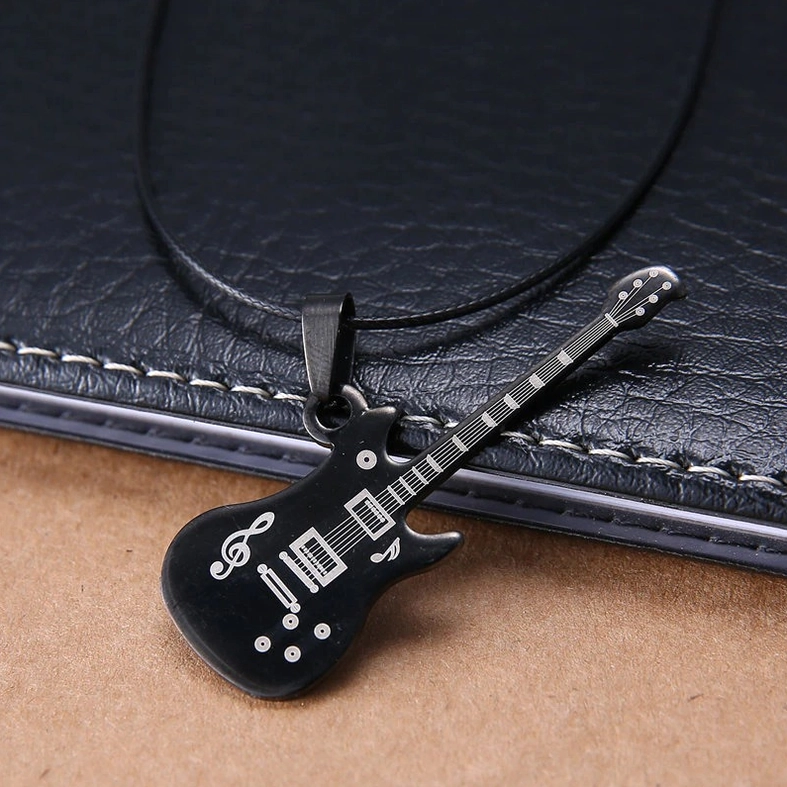 316L stainless steel guitar necklace pendant with metal buckle closure and chain length