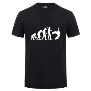 Black guitarist evolution gothic graphic t-shirt front view unisex crew neck