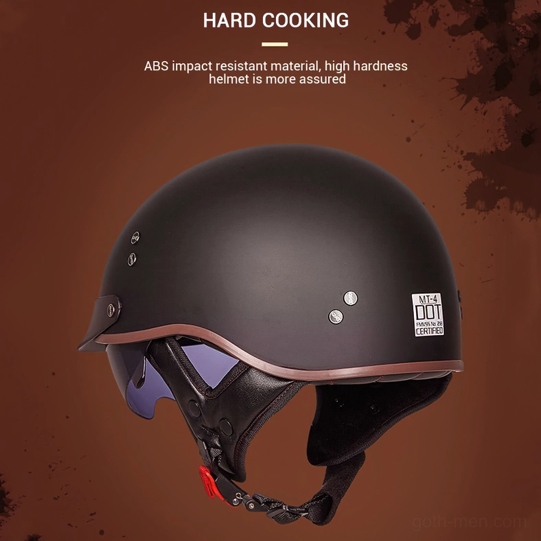 DOT certified hard biker helmet featuring matte dark finish, impact-resistant ABS composite material construction, side three-quarter studio photography view