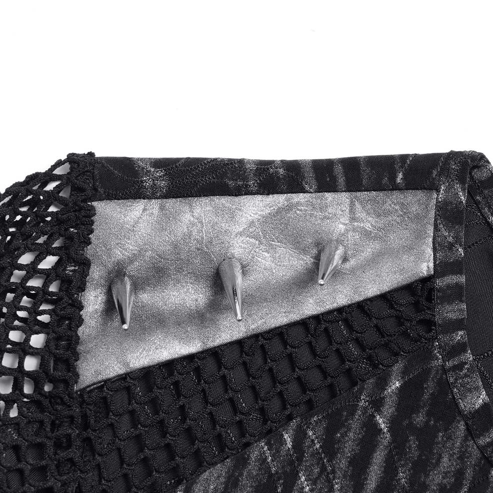 Industrial punk studded cross harness t-shirt distressed texture and fabric detail