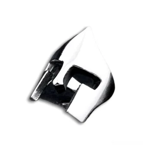 Medieval knight helmet ring side angle view stainless steel dark aesthetic