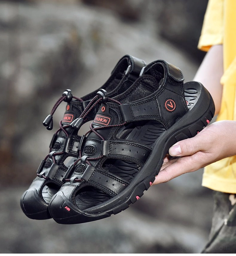 Leather gothic sandals for men with EVA insole cushioning and Lycra breathable lining