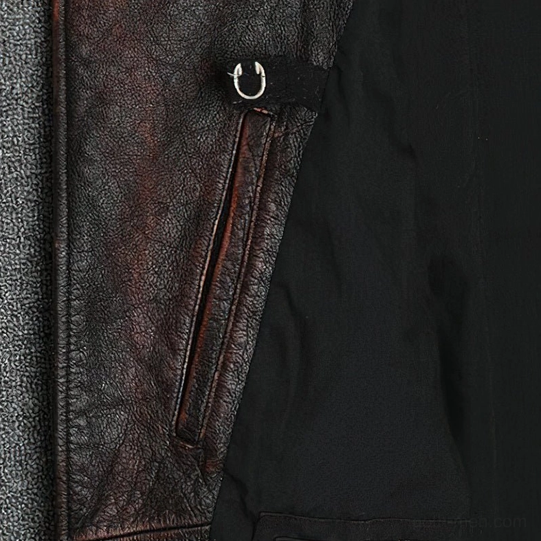 Men's gothic leather biker vest front zipper opening and hardware vintage brown distressed
