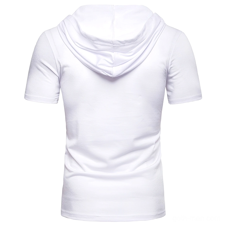 Light gray gothic hooded t-shirt back view premium slim fit
