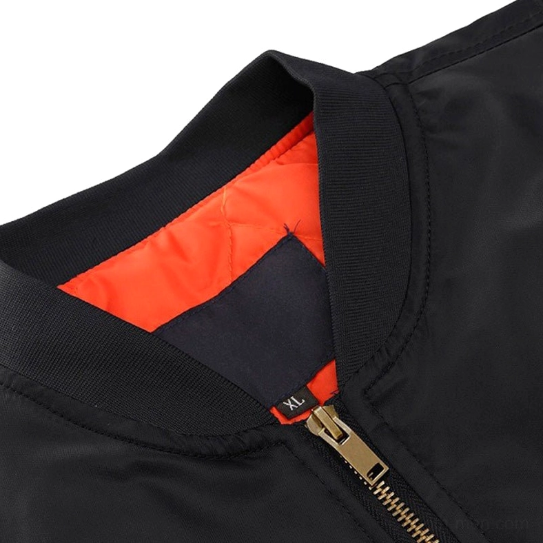 MA-1 bomber jacket sleeve cuff and zipper pocket detail - gothic military outerwear construction