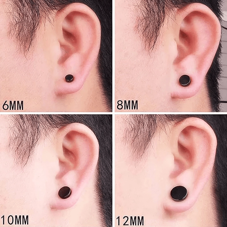 Gothic magnetic stud earrings detail shot showing magnetic closure mechanism and precision craftsmanship