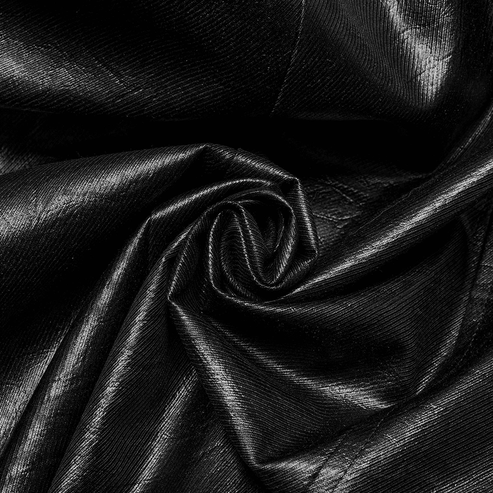 Men's black cyberpunk faux leather trench coat full length front view - industrial tactical styling