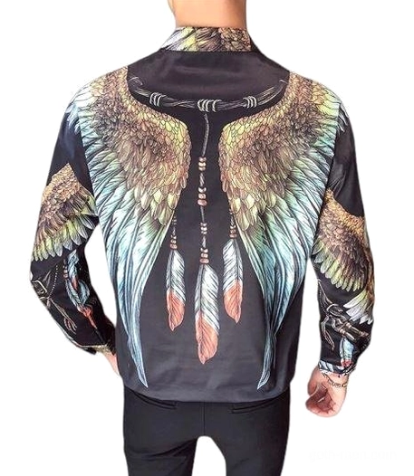 Black eagle dreamcatcher gothic shirt back view showing full wing span and occult detail