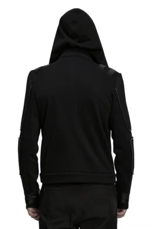 Men's cyberpunk gothic jacket back view showing tailored seams and structured silhouette