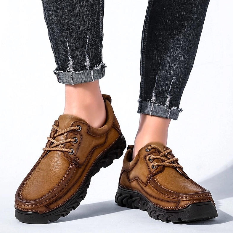 Complete view of men's genuine leather gothic lace-up oxford shoe collection