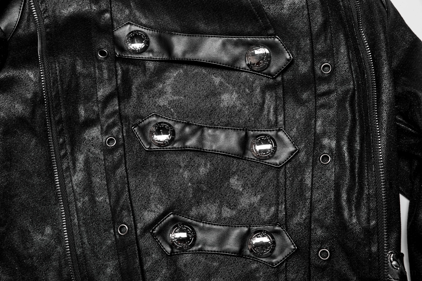 Gothic men's coat showing fitted torso silhouette and architectural design elements