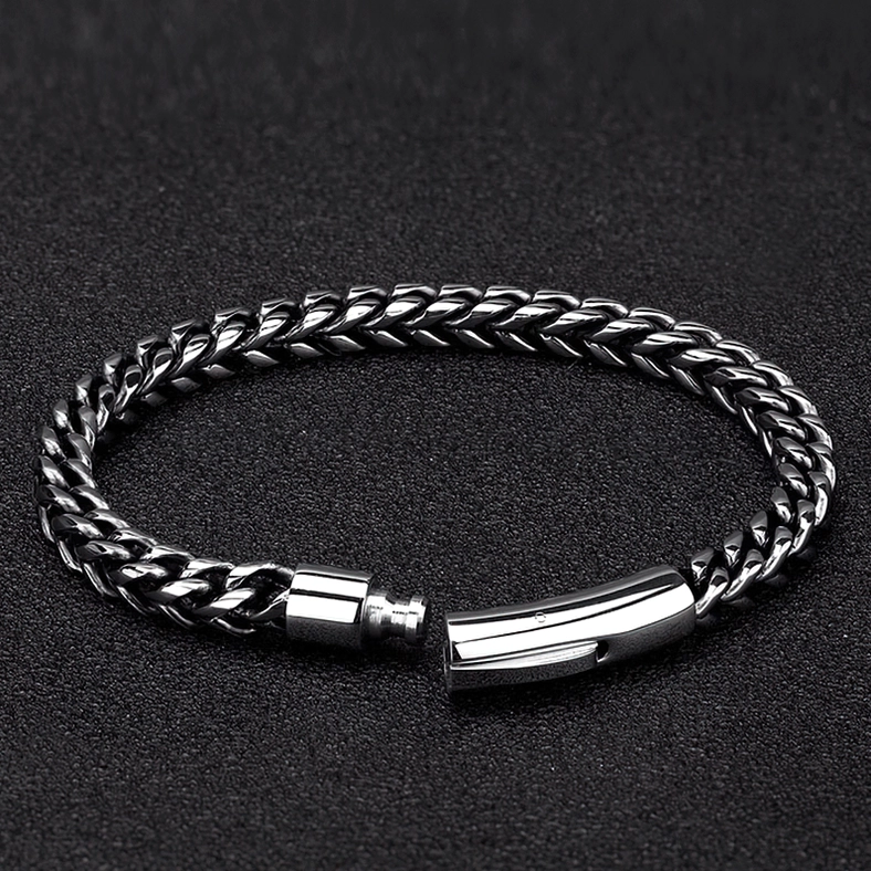 Men's gothic stainless steel curb chain bracelet - dark elegant jewelry for alternative fashion