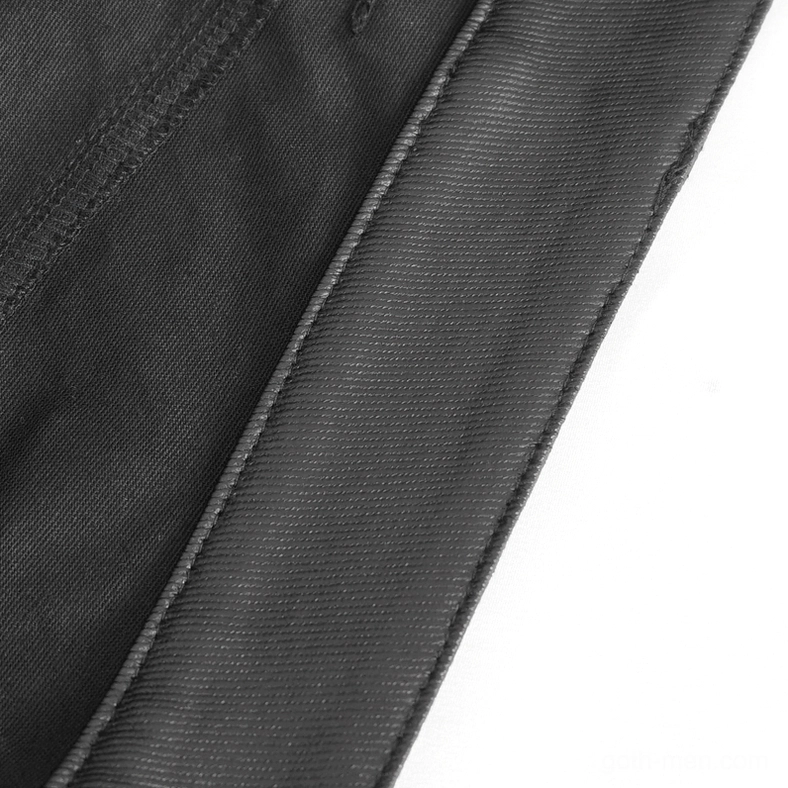 Men's black gothic vintage lace-up flared pants full length front view with damask pattern