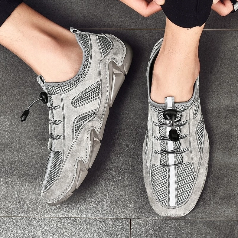 Men's gothic leather mesh sneaker collection - multiple angle views showing design details
